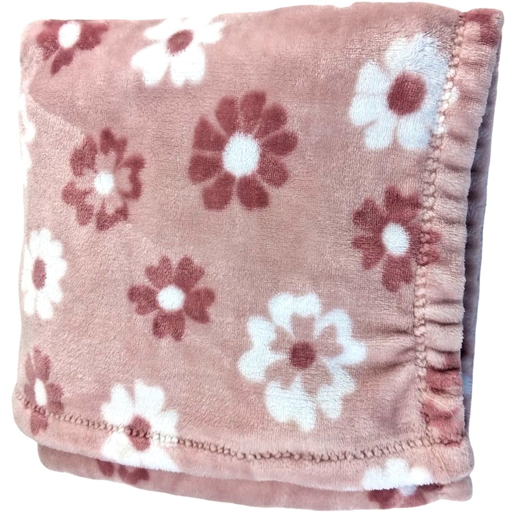 Adirondack Baby Flower Blanket Soft Pink Mauve Lovey Fleece Security Wine Girl